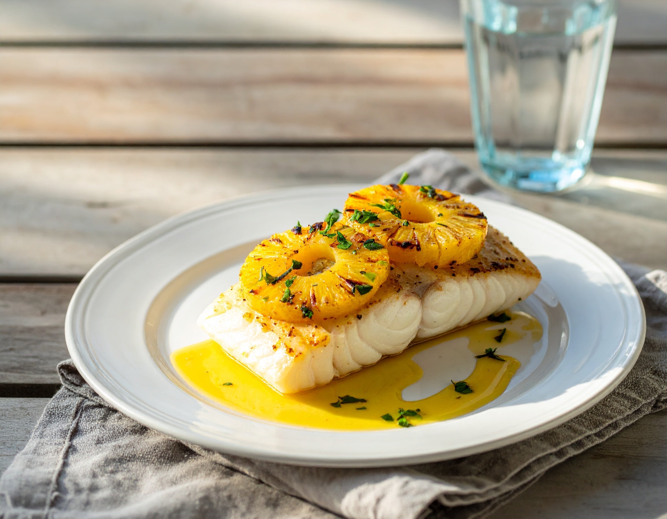 Seared Gulf Grouper with Citrus Butter & Grilled Pineapple